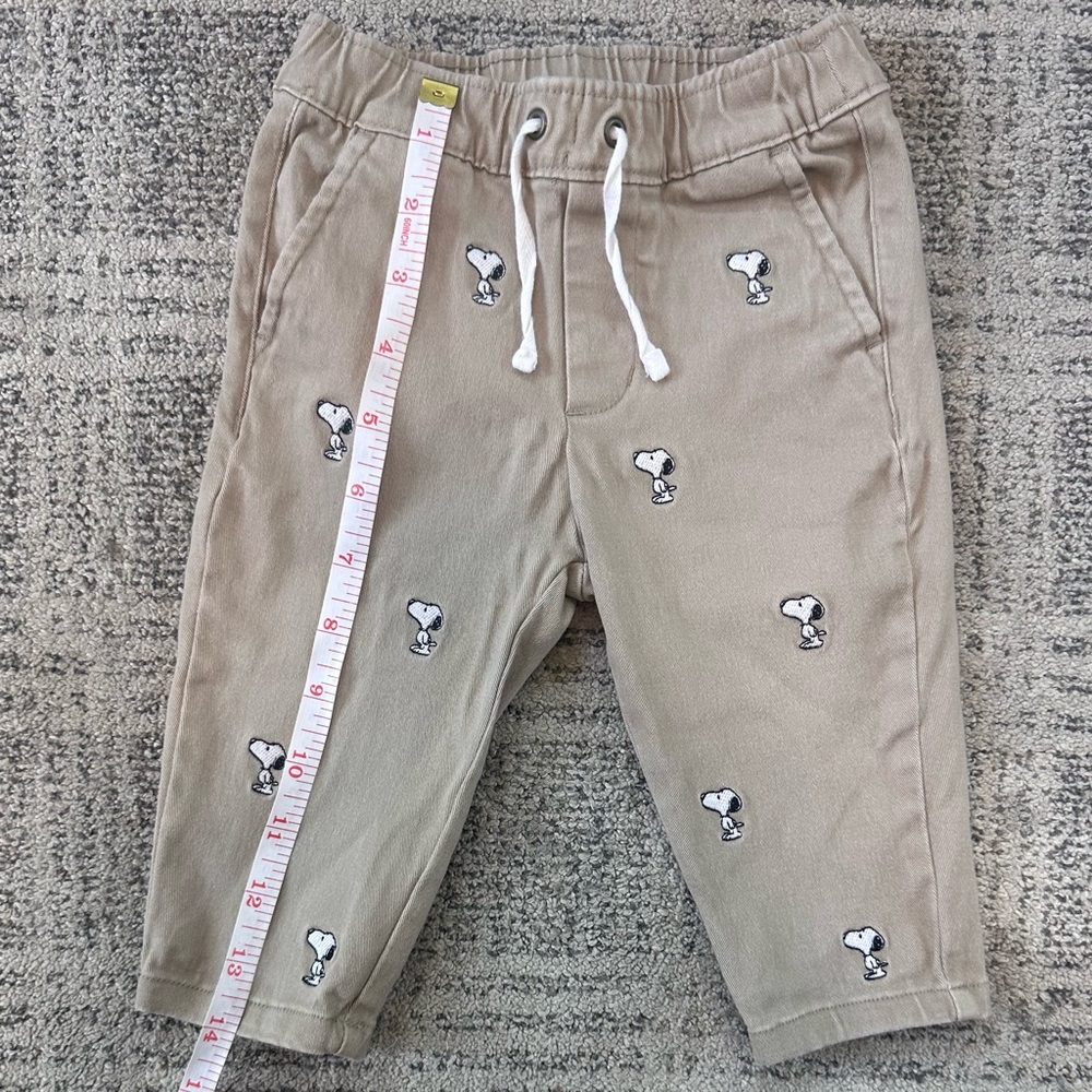Janie and Jack Tan Joggers with Embroidered Motifs